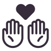 an icon of two hands holding a heart